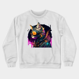 Cyberpunk Cool Cat Crewneck Sweatshirt